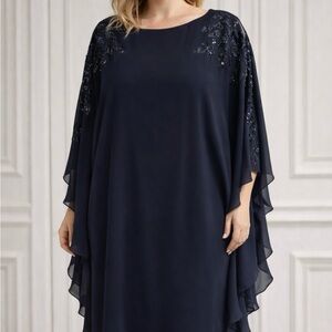 Xscape Navy Blue Sequin Dress for Special Event